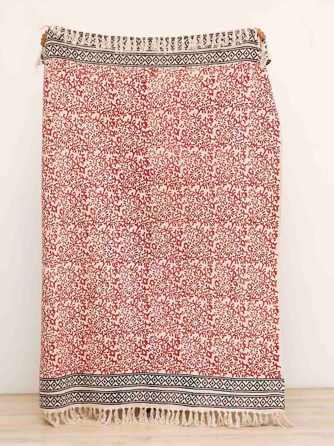

Ariana Red Hand Block Printed Pigment Throw