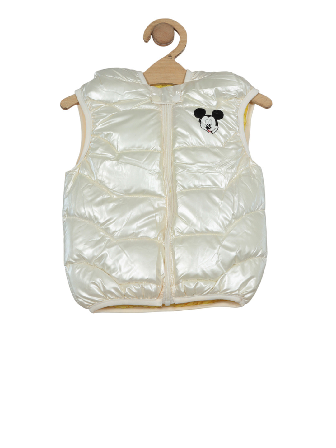 

Lil Lollipop Kids Mickey Mouse Printed Lightweight Puffer Jacket, Cream