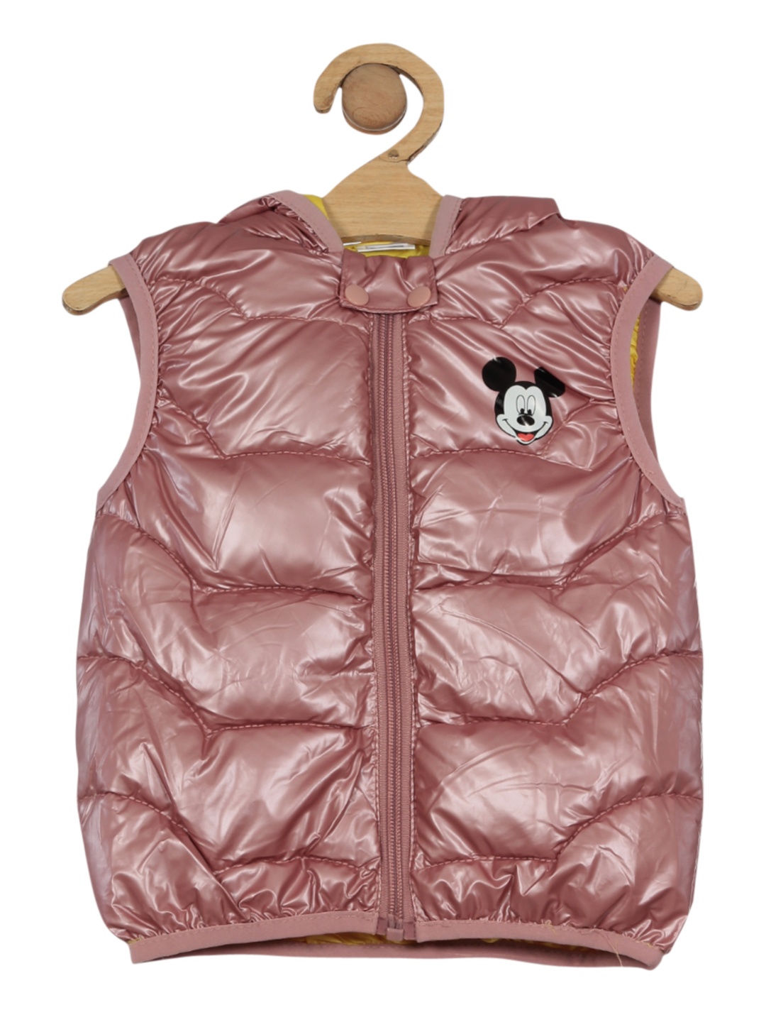 

Lil Lollipop Kids Mickey Mouse Printed Hooded Lightweight Puffer Jacket, Pink