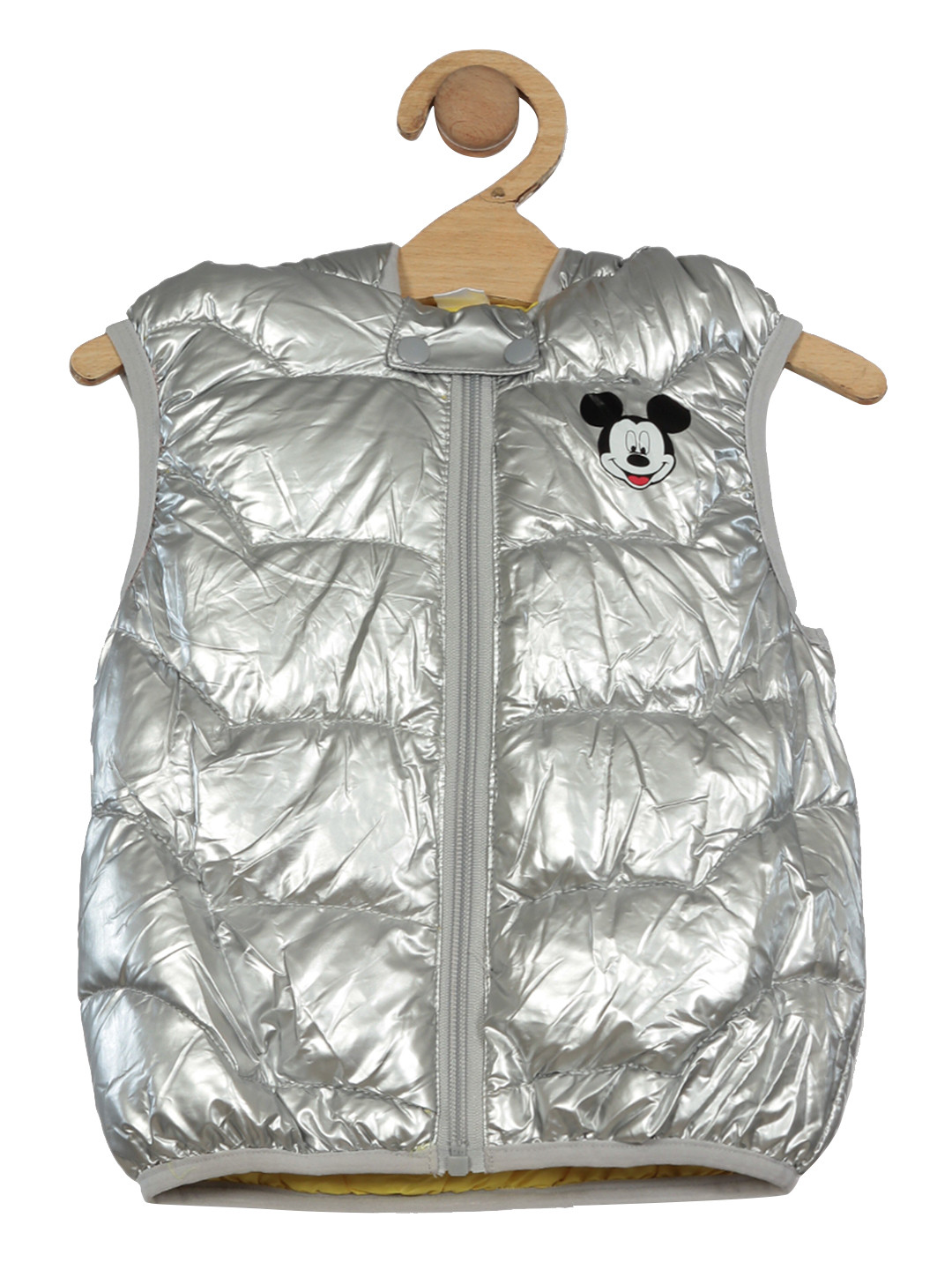 

Lil Lollipop Kids Mickey Mouse Printed Lightweight Puffer Jacket, Silver