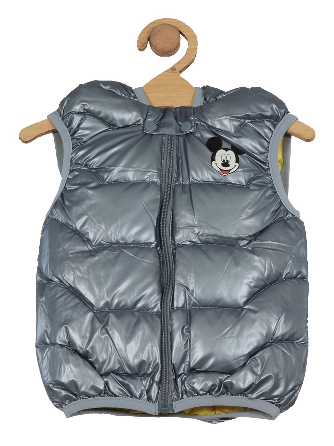 

Lil Lollipop Kids Mickey Mouse Printed Hooded Lightweight Puffer Jacket, Grey