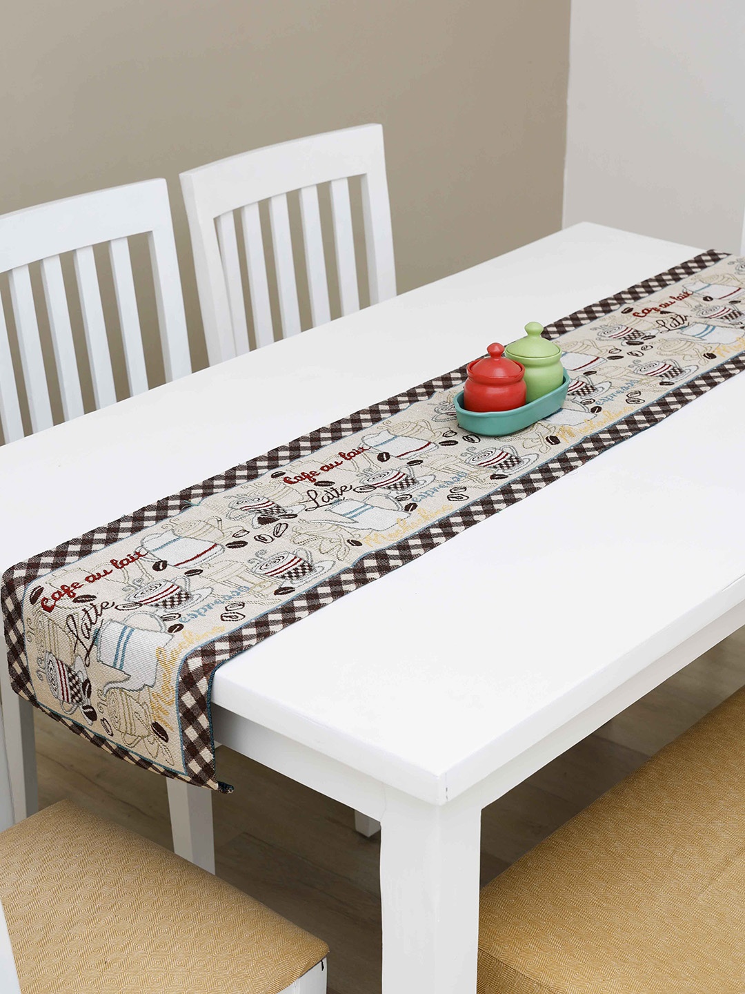 

Ariana Coffee Brown Geometric 6 Seater Pure Cotton Table Runner