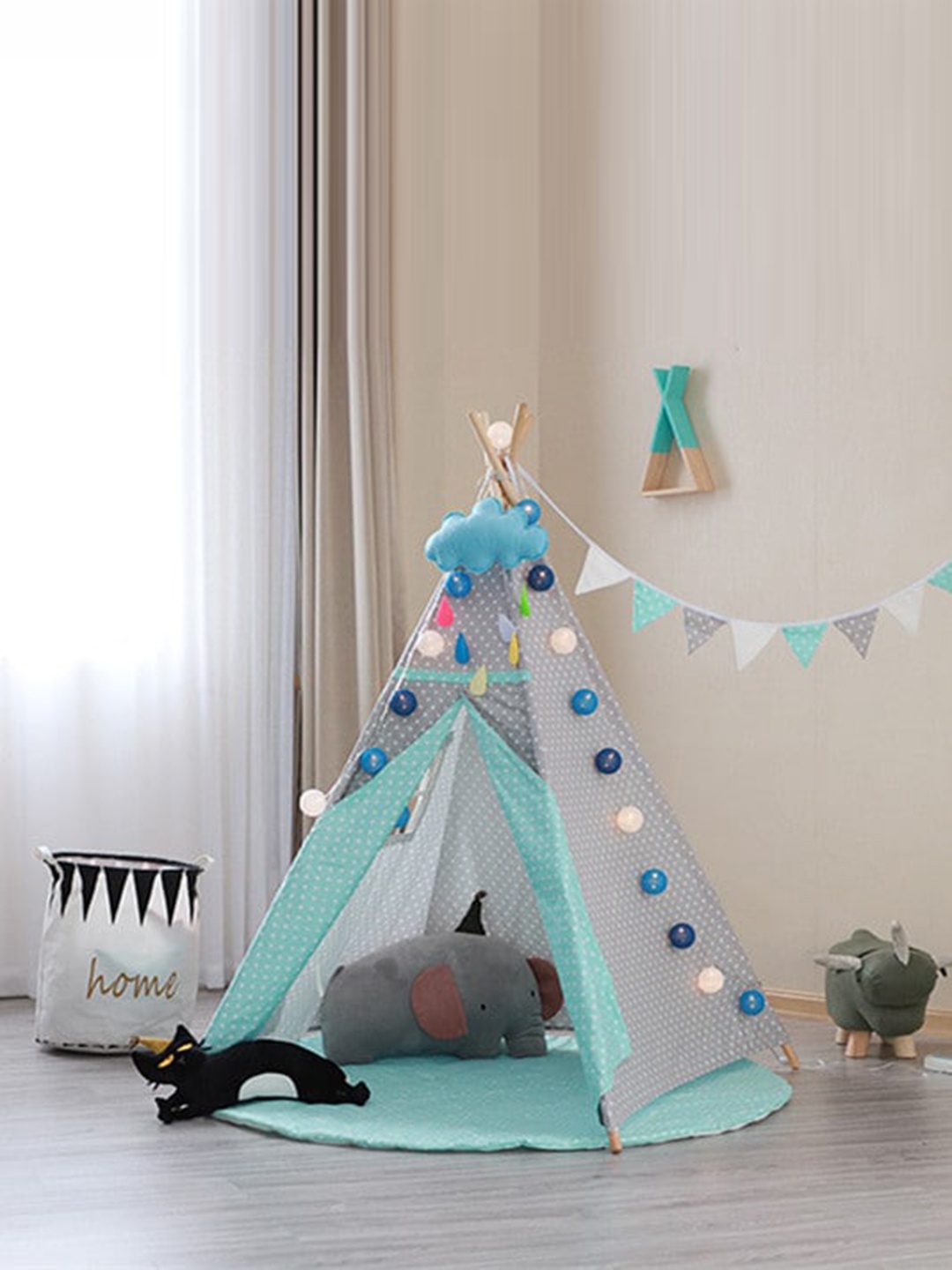 

Polka Tots Kids Printed Portable Teepee Tent, Green