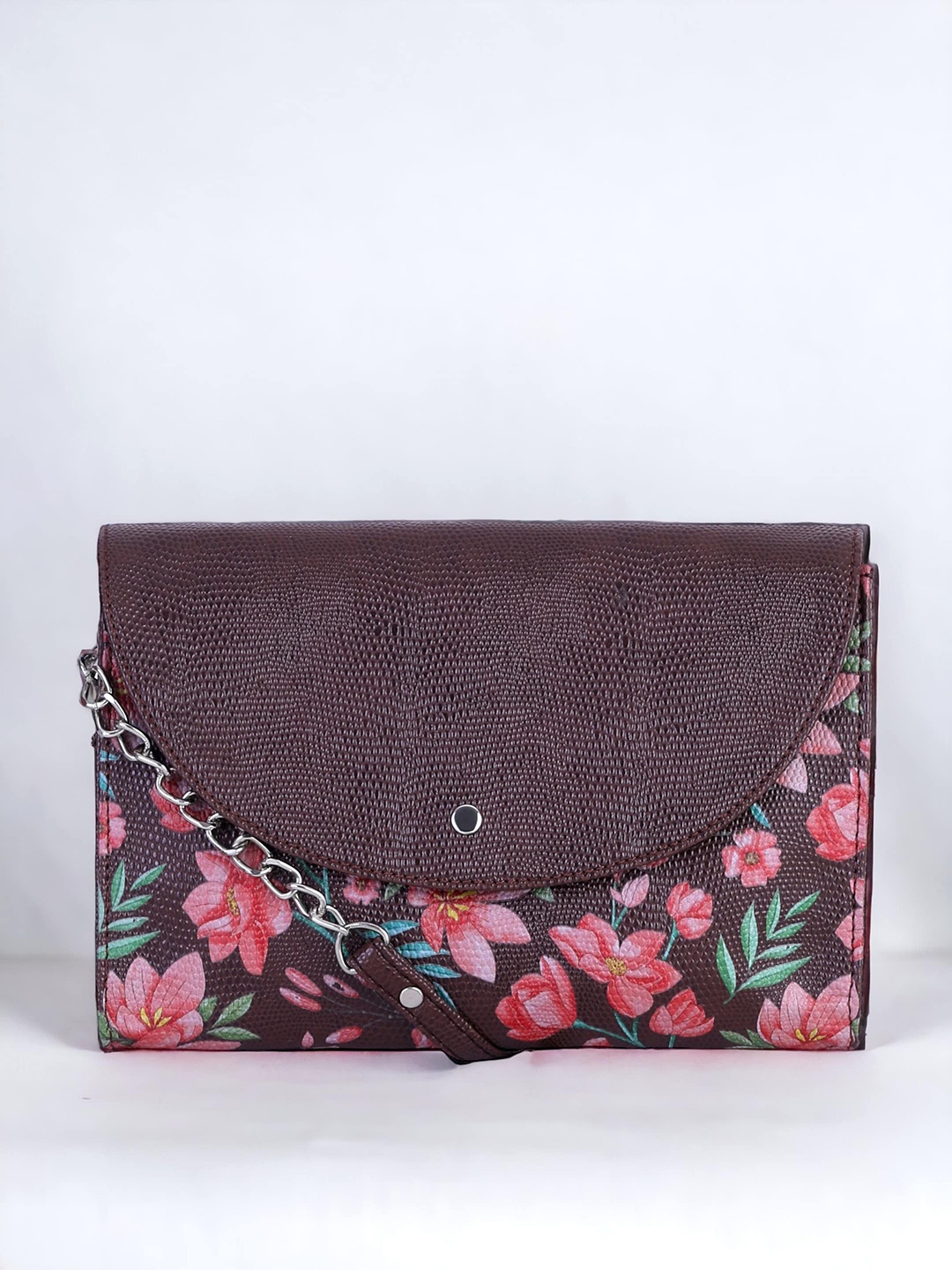 

Toteteca Floral Printed Zip Detail PU Sling Bag, Brown