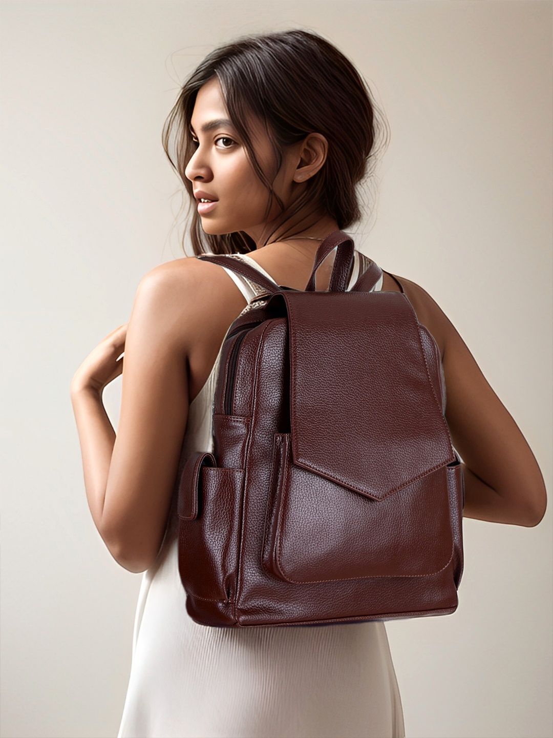 

Toteteca Unisex Solid Backpack, Brown