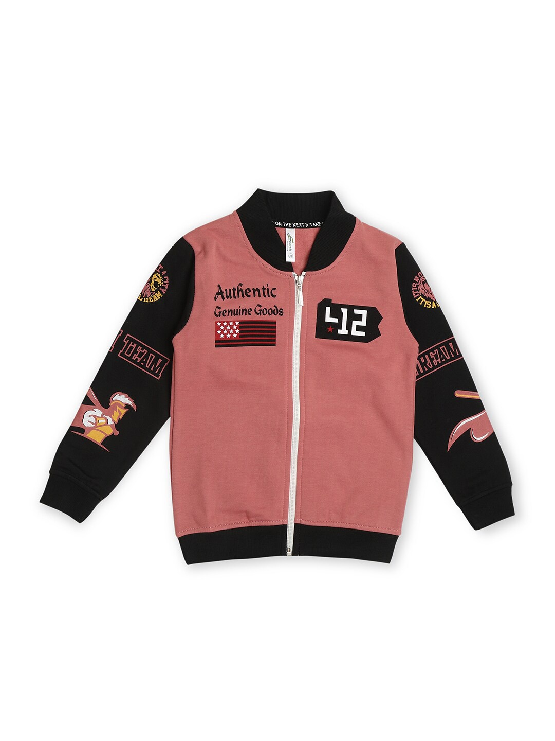 

earth conscious Boys Printed Fleece Front-Open Sweatshirt, Pink