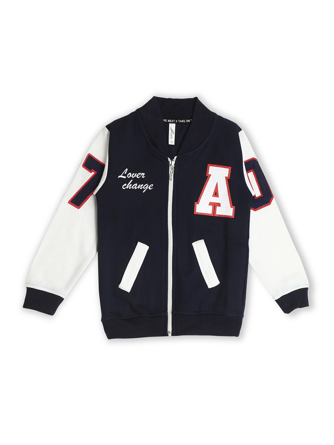 

earth conscious Boys Printed Fleece Front-Open Sweatshirt, Navy blue