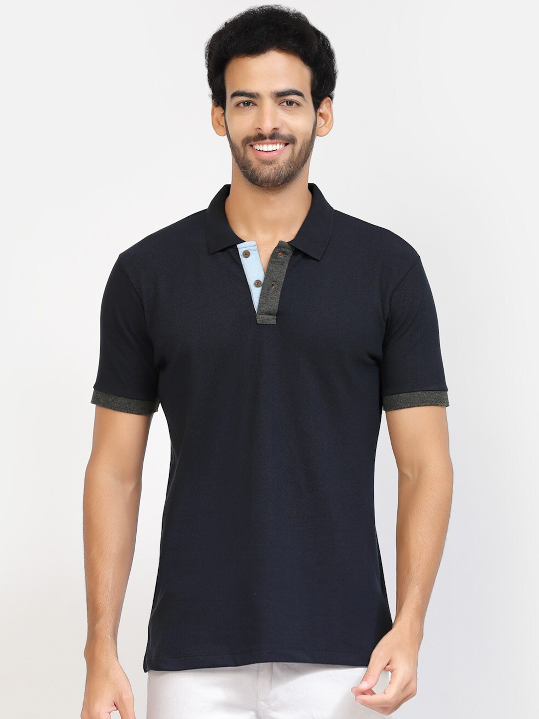 

Kalt Polo Collar Short Sleeves T-shirt, Navy blue