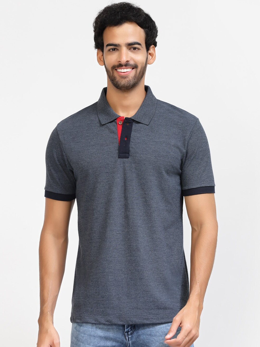 

Kalt Polo Collar Short Sleeves T-shirt, Grey