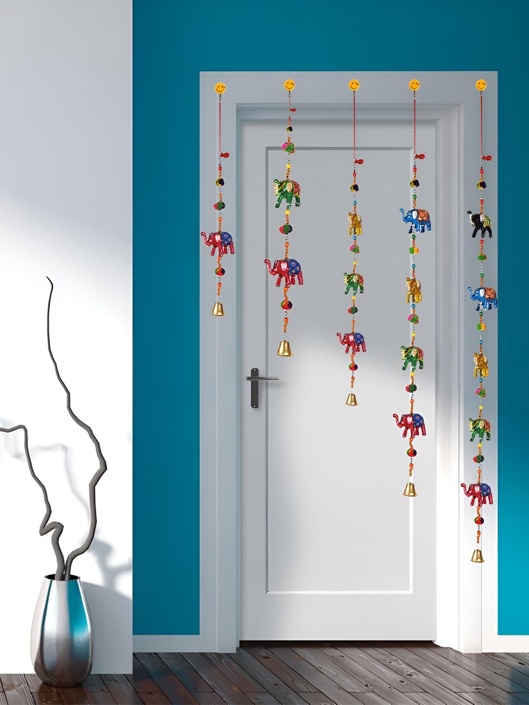 

Aawiclo Red & Blue Elephant Door & Wall Hanging Festive Decor