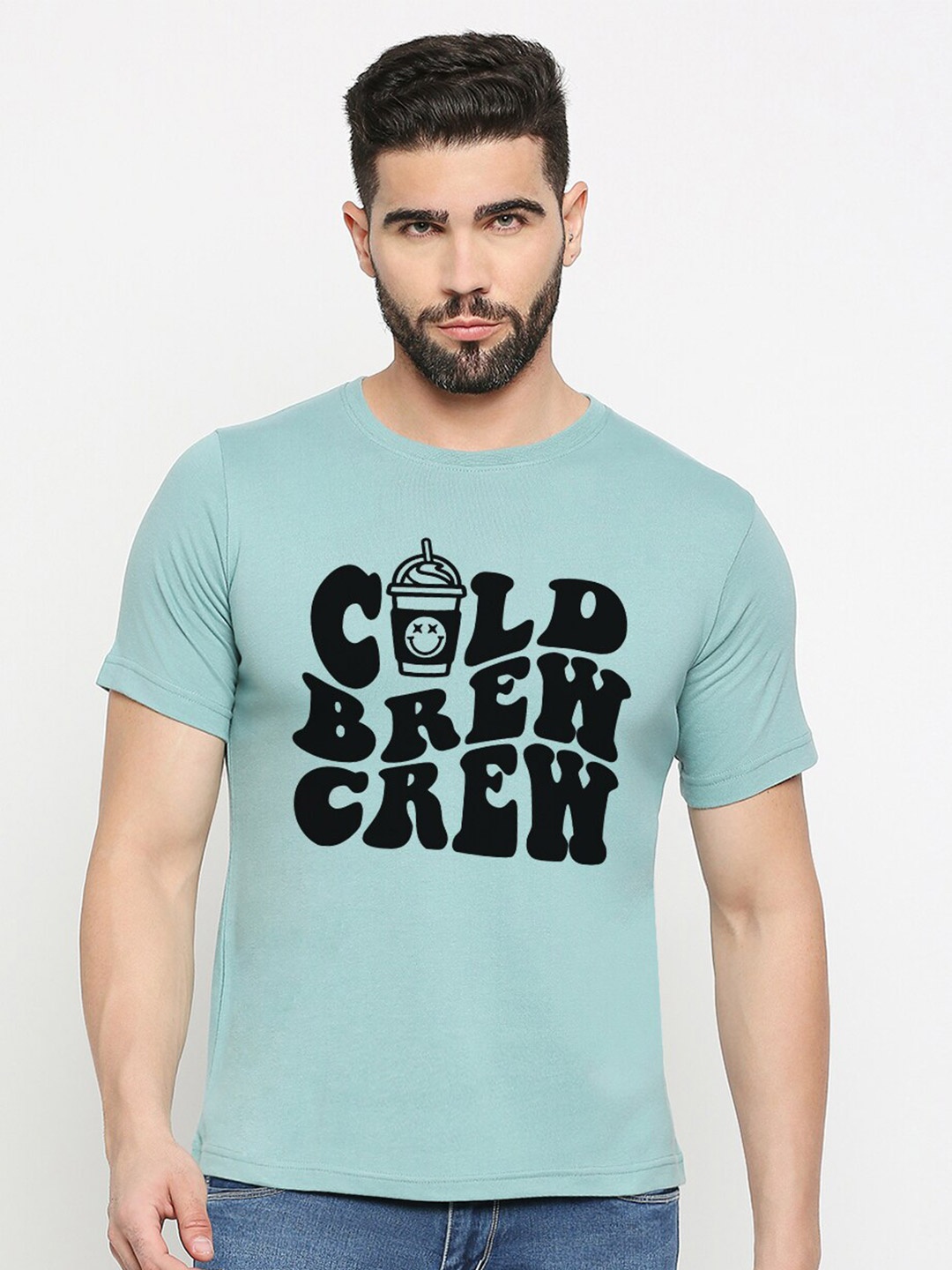 

MOD ECRU Typography Printed Cotton T-shirt, Sea green