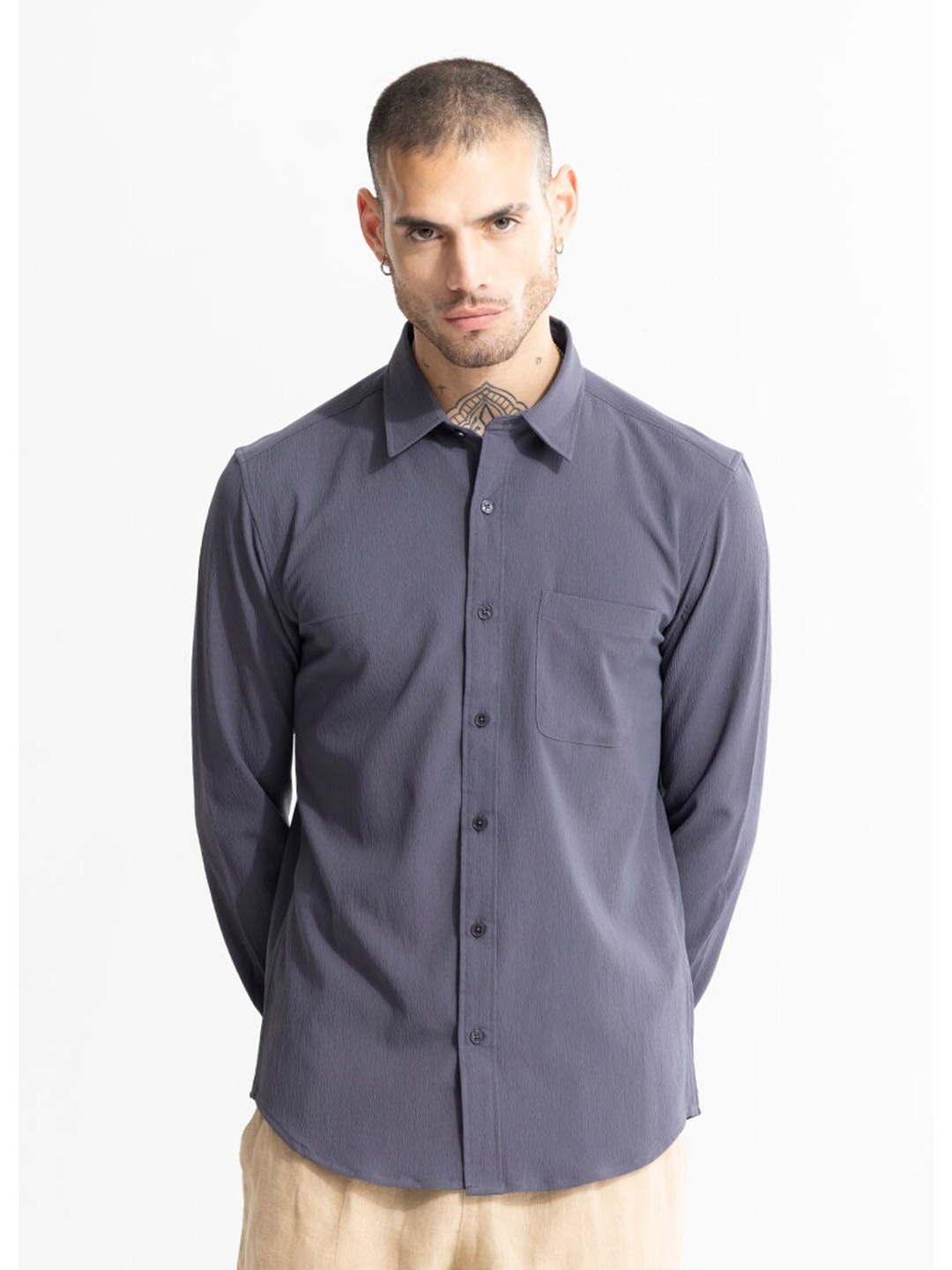 

Snitch Blue Classic Slim Fit Casual Shirt