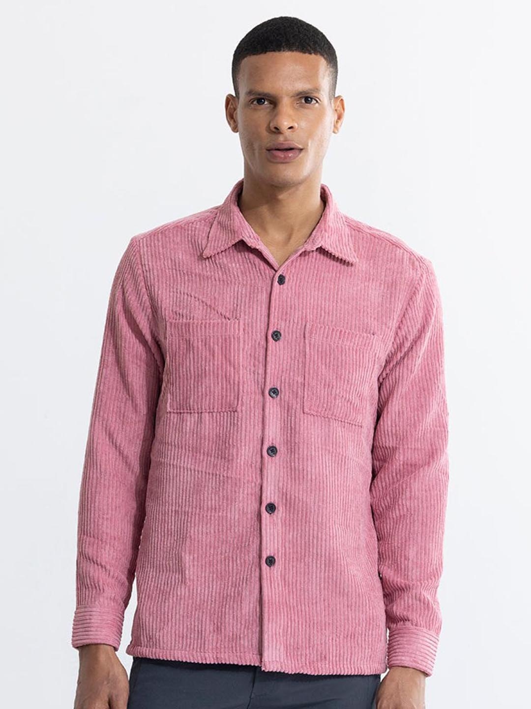 

Snitch Pink Corduroy Classic Boxy Casual Shirt