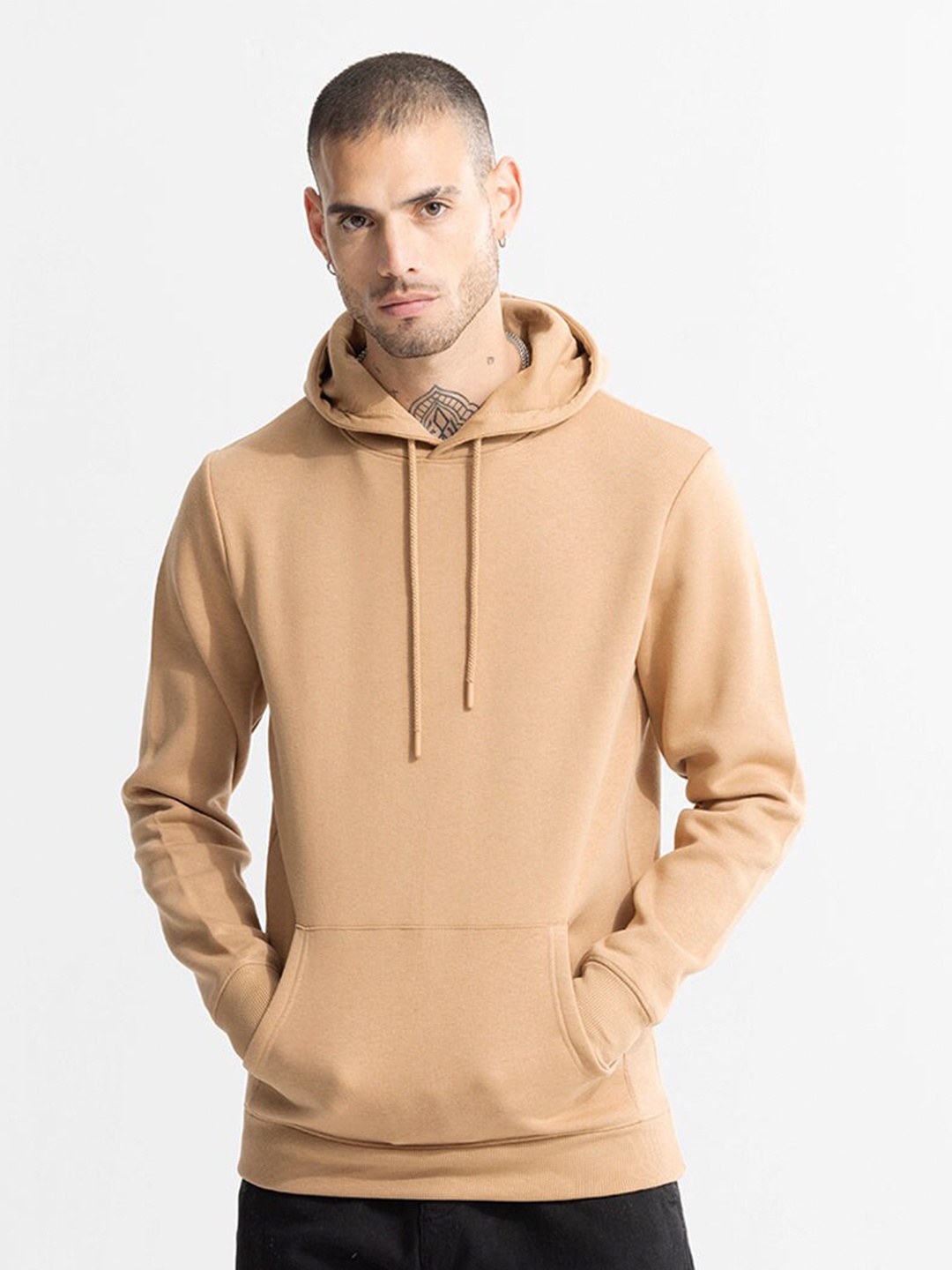 

Snitch Beige Hooded Cotton Sweatshirt