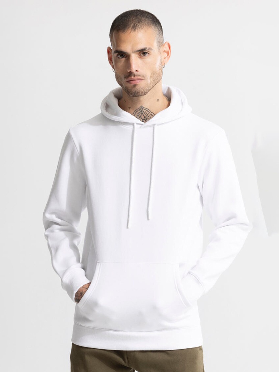

Snitch White Hooded Cotton Sweatshirt