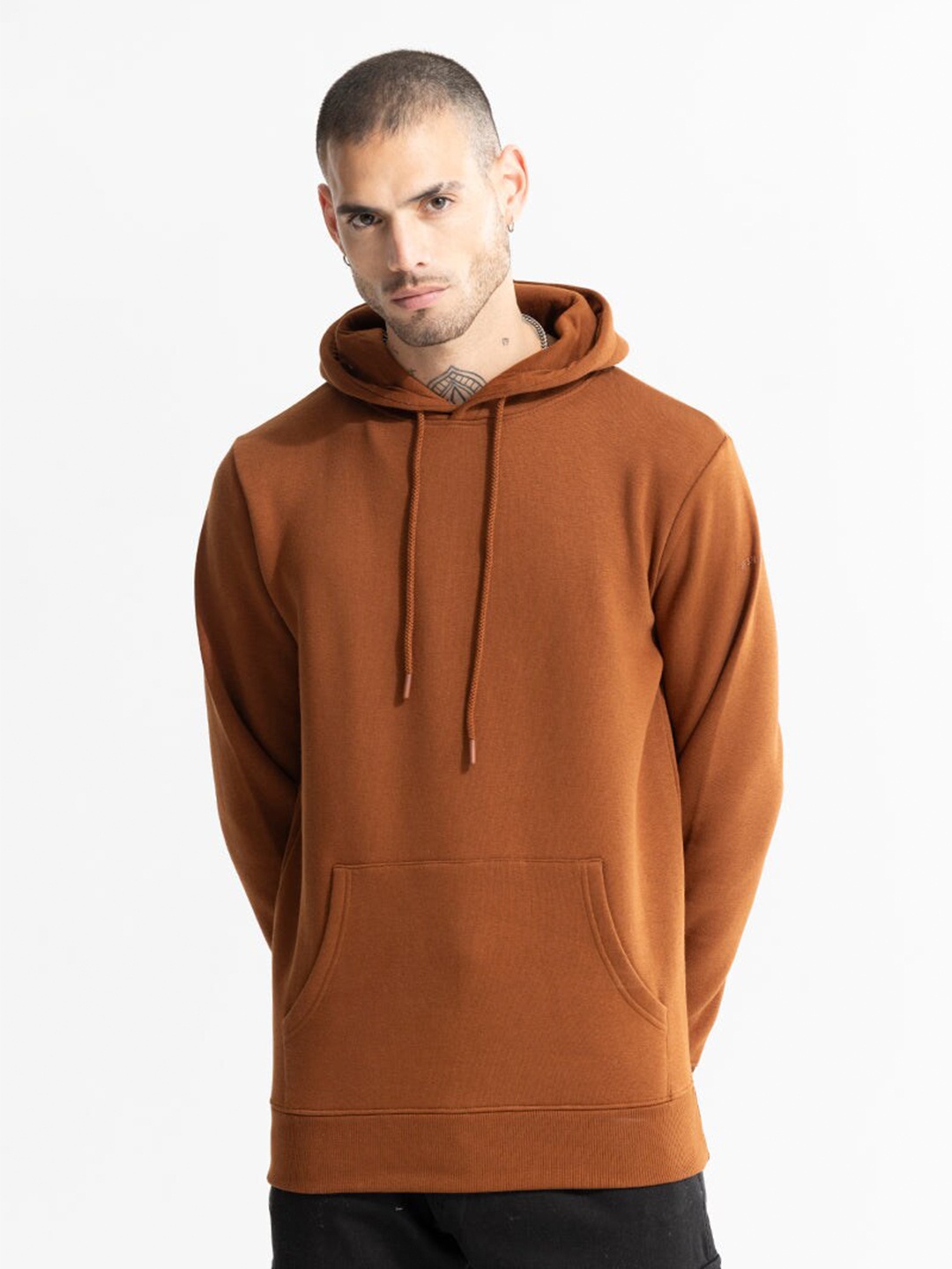 

Snitch Brown Hooded Cotton Sweatshirt