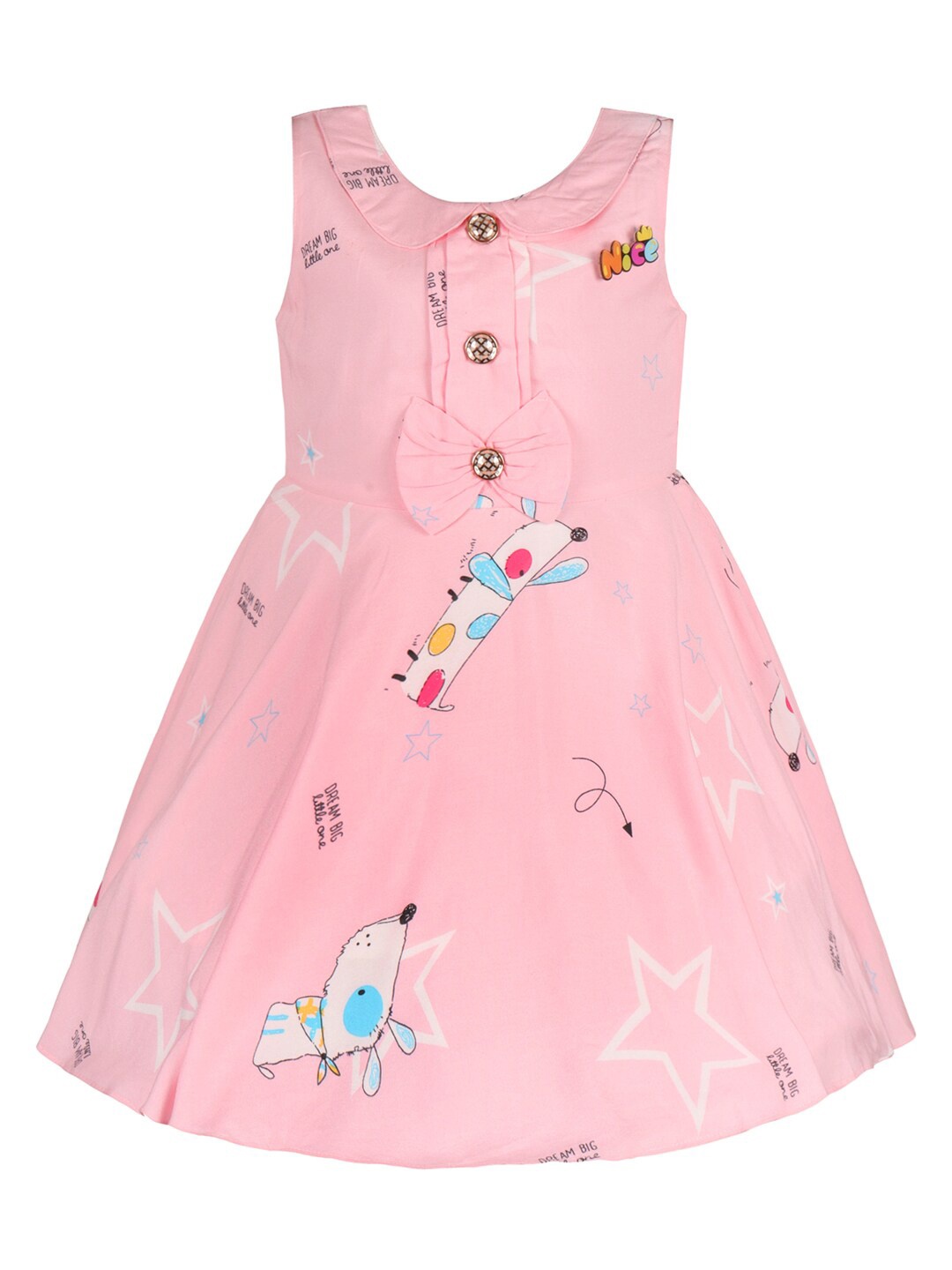 

Wish Karo Girls Printed Fit & Flare Dress, Pink