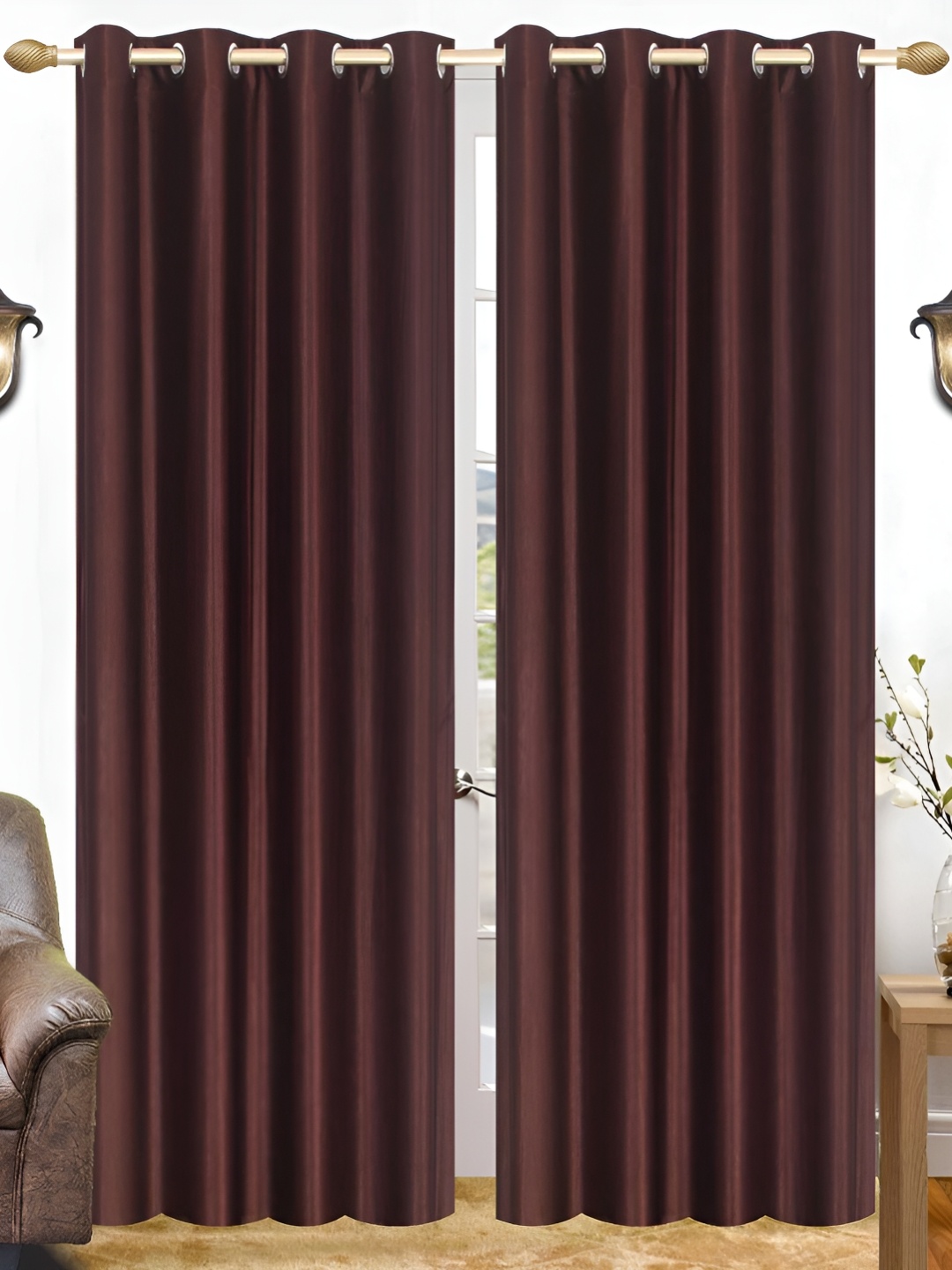 

THE CONVERSION Brown 2 Pieces Long Door Curtain