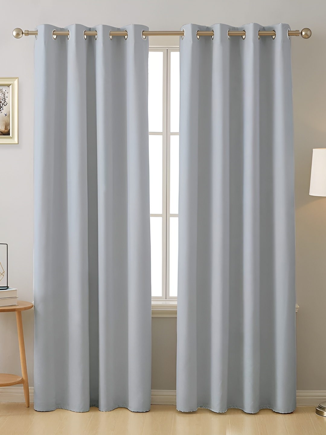 

THE CONVERSION Grey Solid Black Out Long Door Curtain