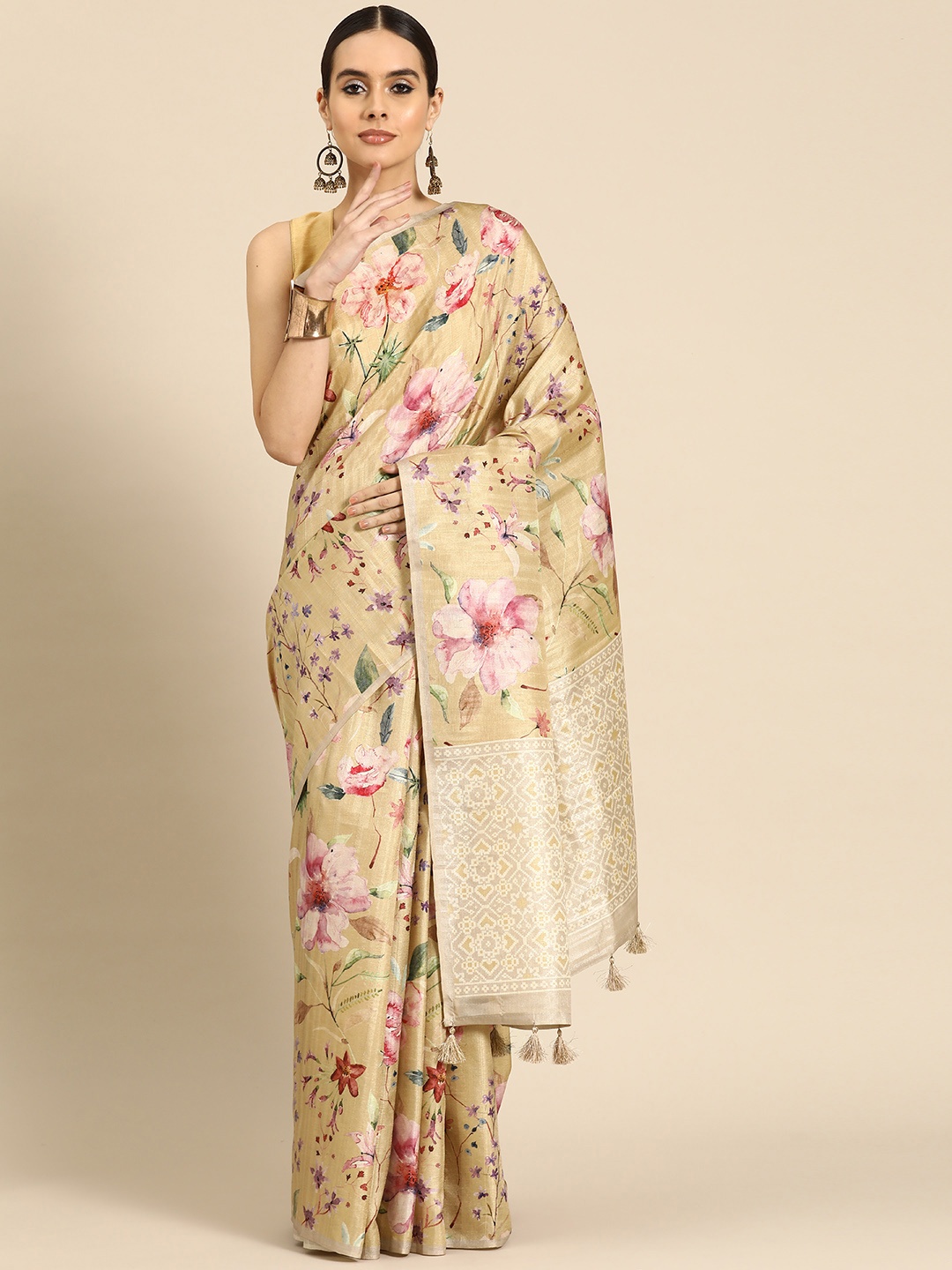 

Simaaya Floral Woven Design Saree, Yellow