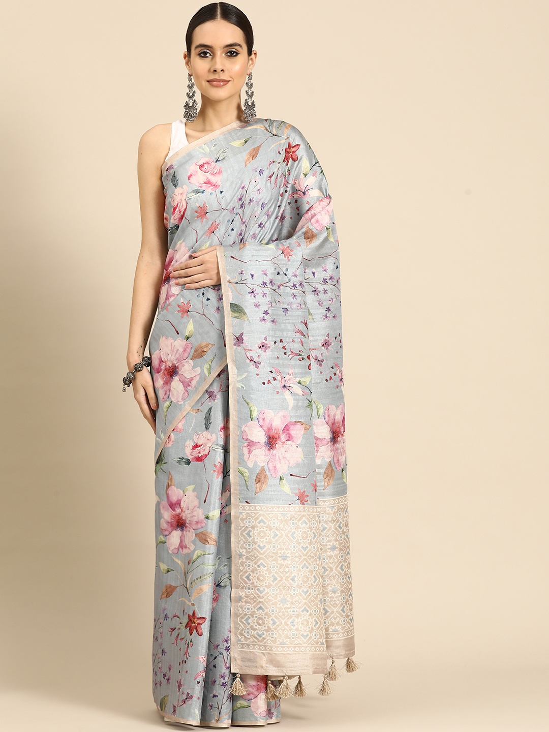 

Simaaya Floral Woven Design Saree, Blue