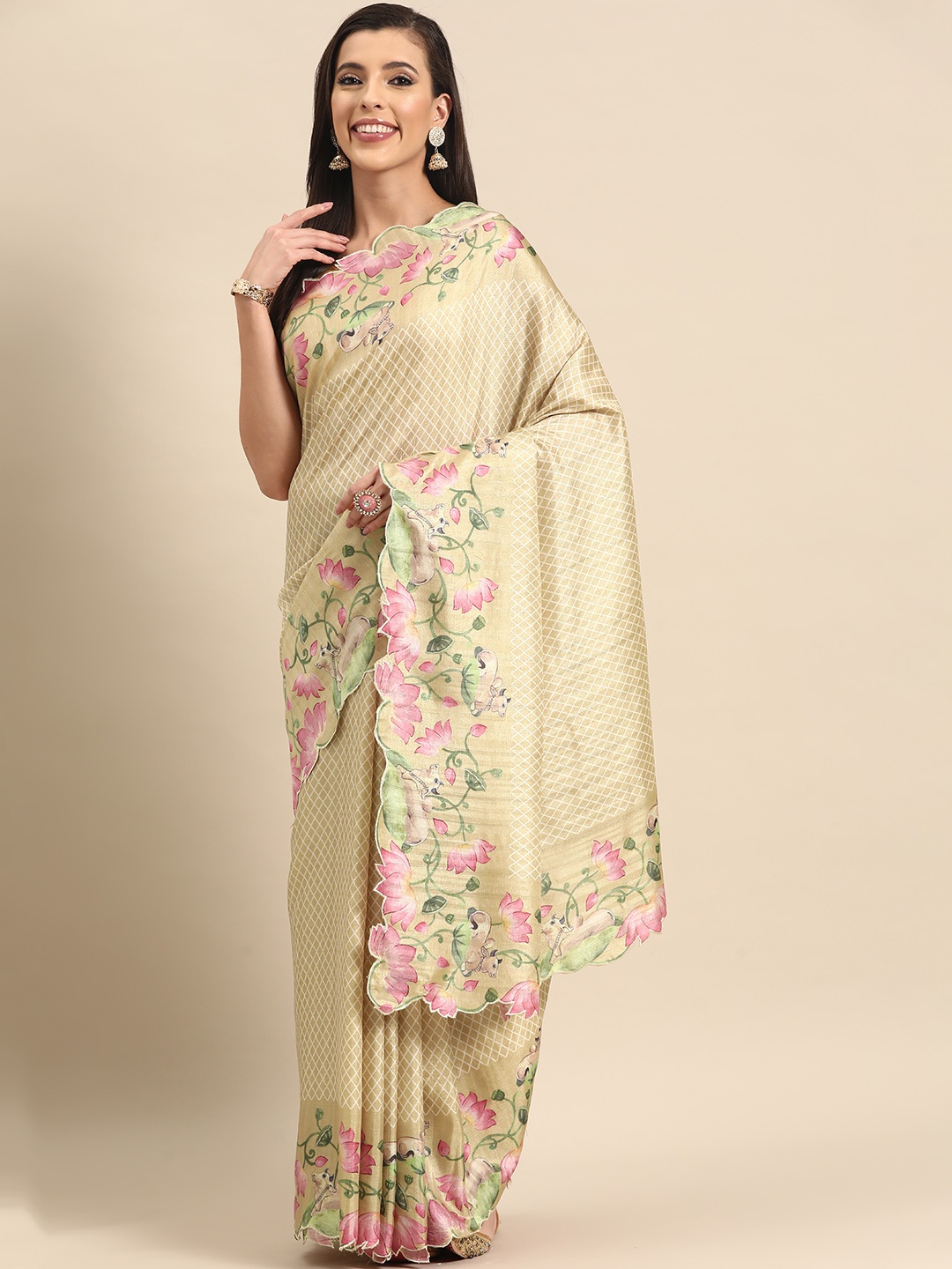 

Simaaya Printed Silk Cotton Saree, Yellow
