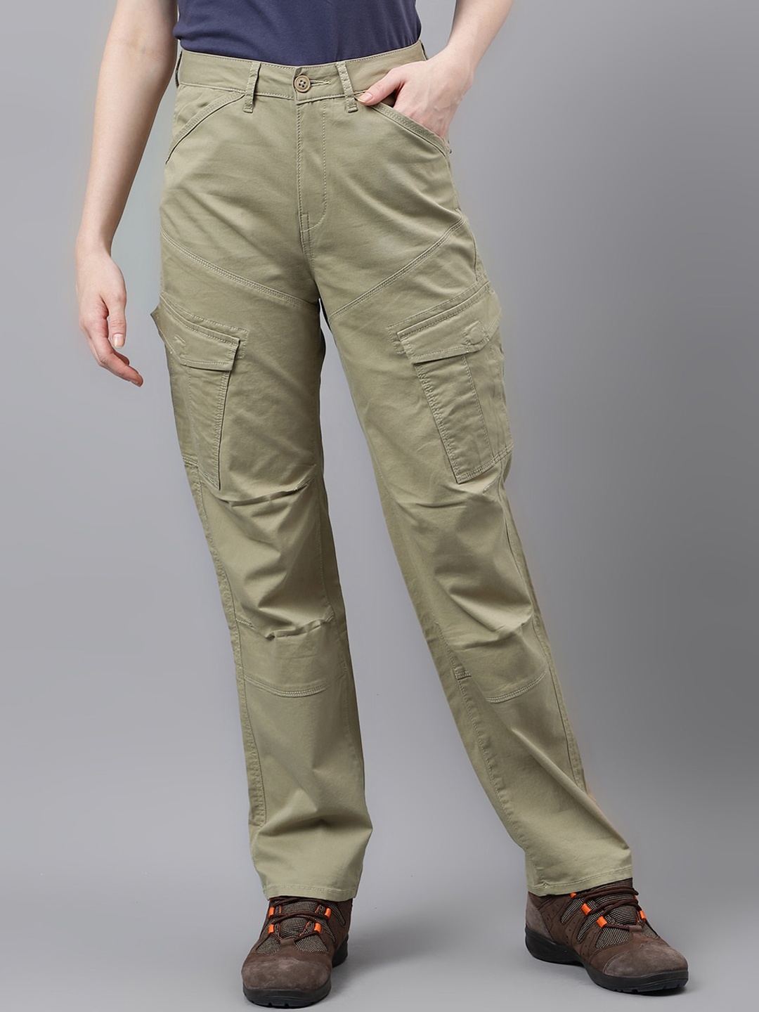 

Woodland Women Mid Rise Cargos, Beige