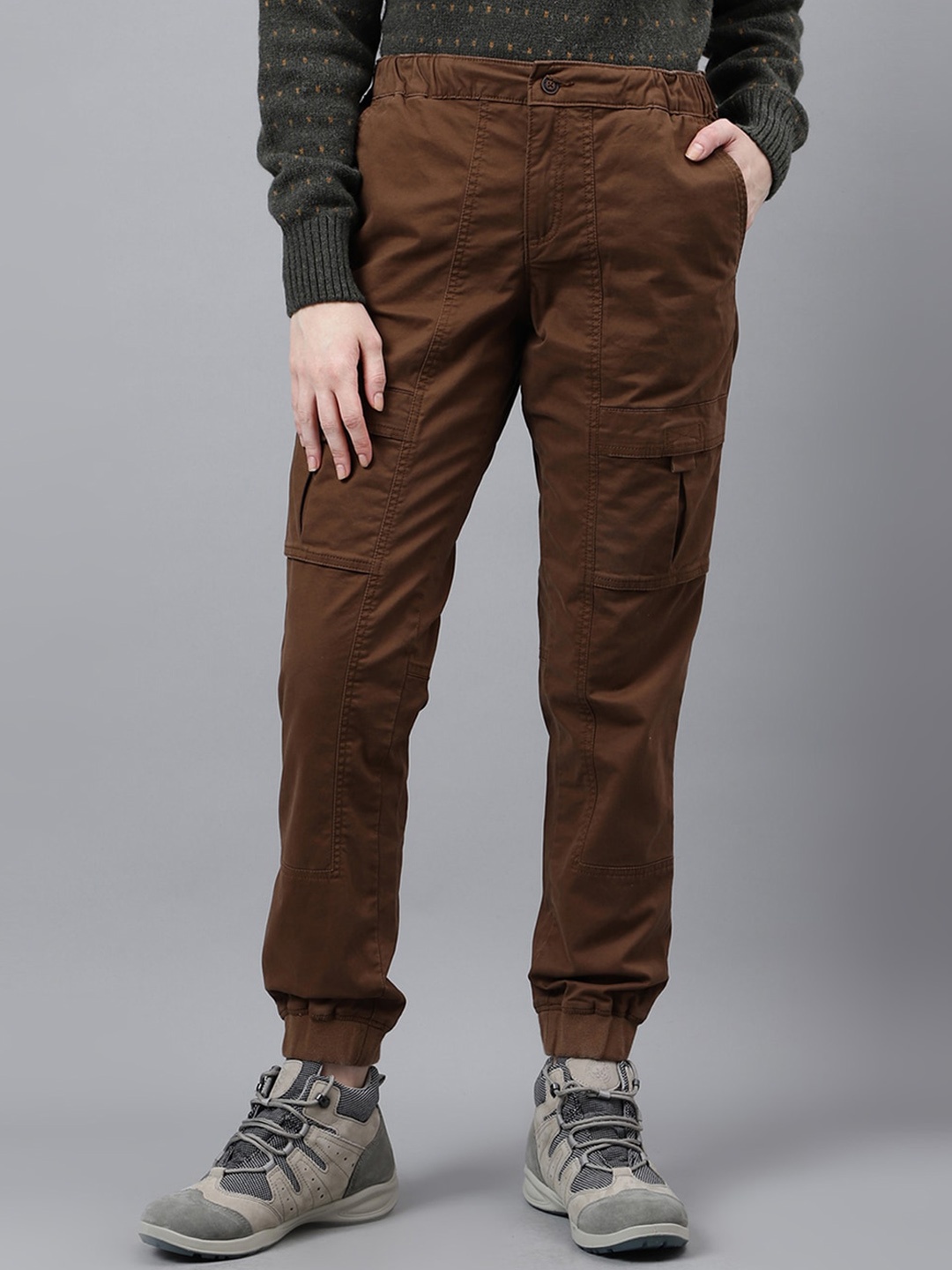 

Woodland Women Mid Rise Cargos, Brown