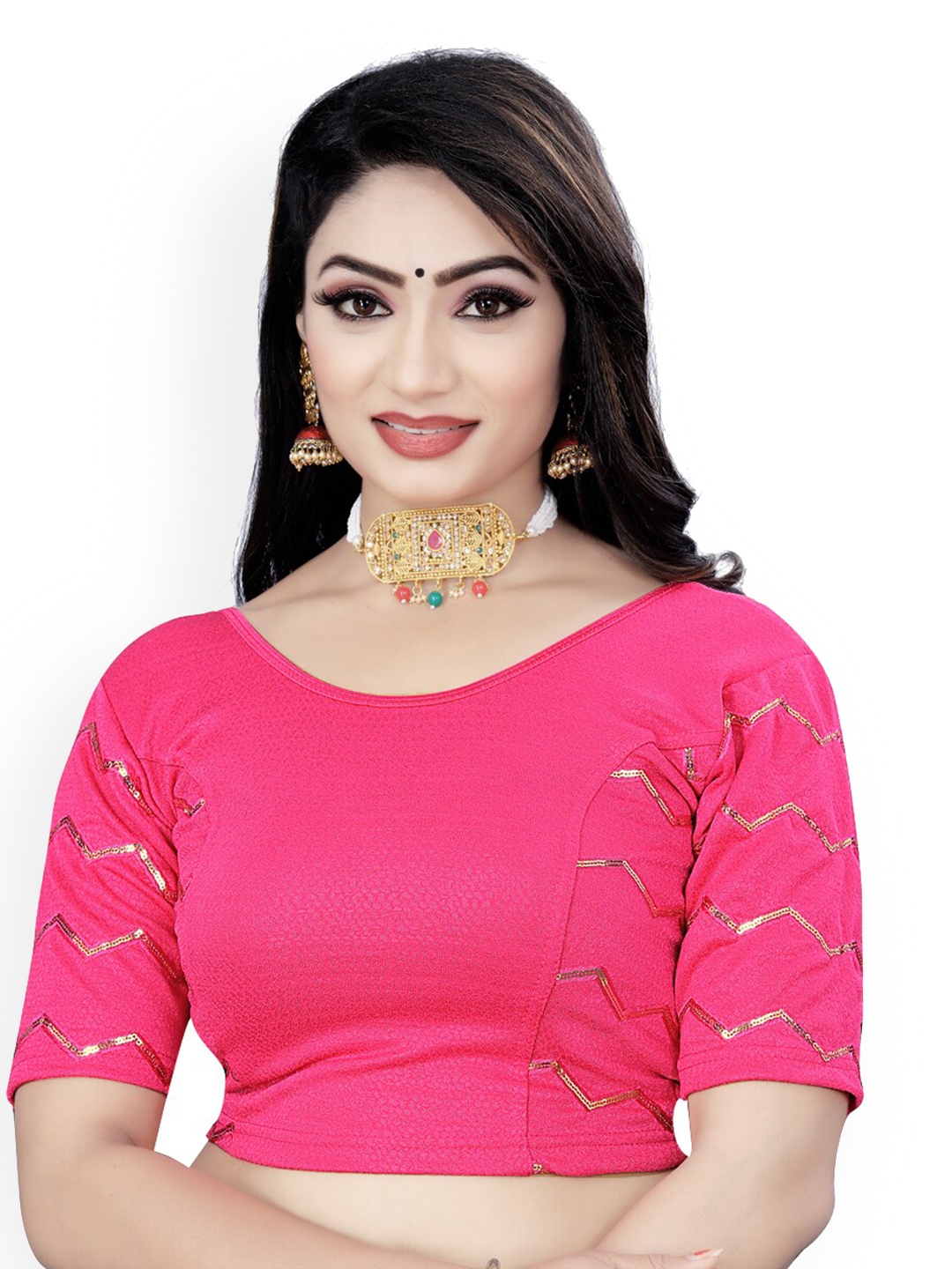 

HIMRISE Embellished Sequinned Saree Blouse, Pink