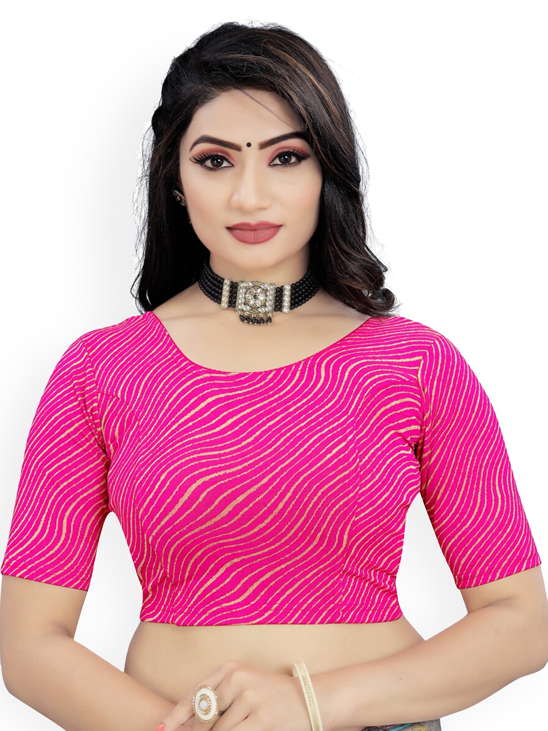 

HIMRISE Printed Saree Blouse, Pink