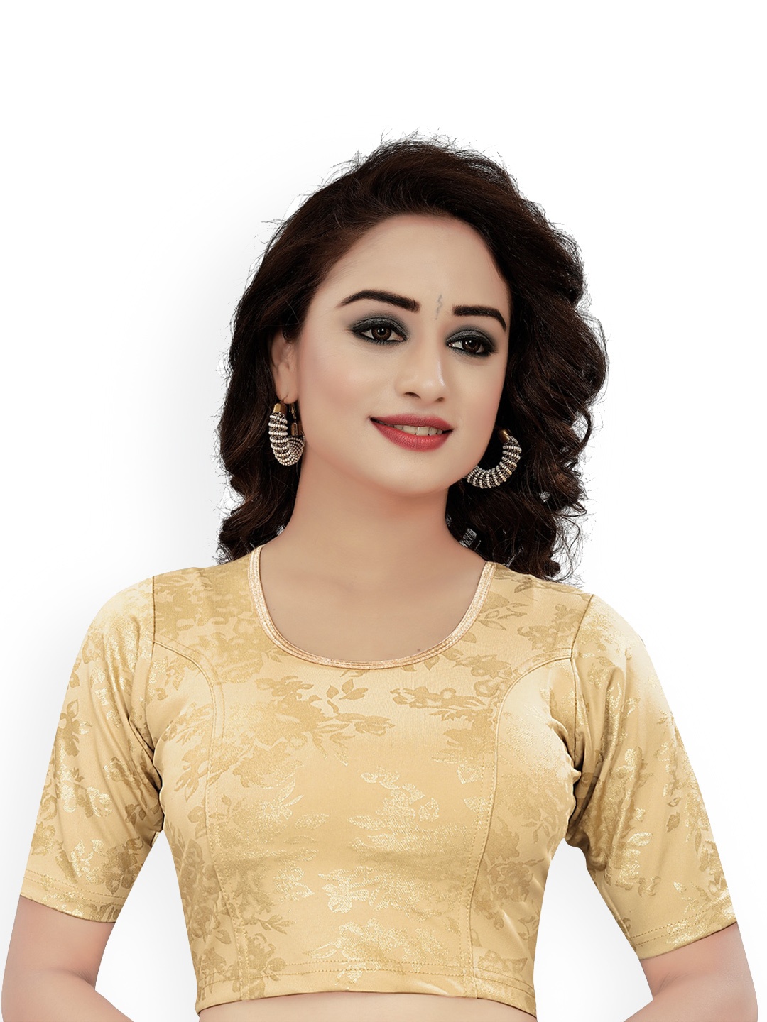 

HIMRISE Woven Design Saree Blouse, Beige