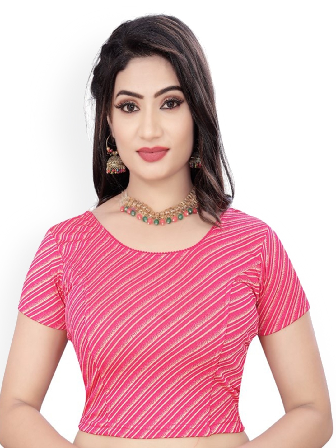 

HIMRISE Striped Saree Blouse, Pink
