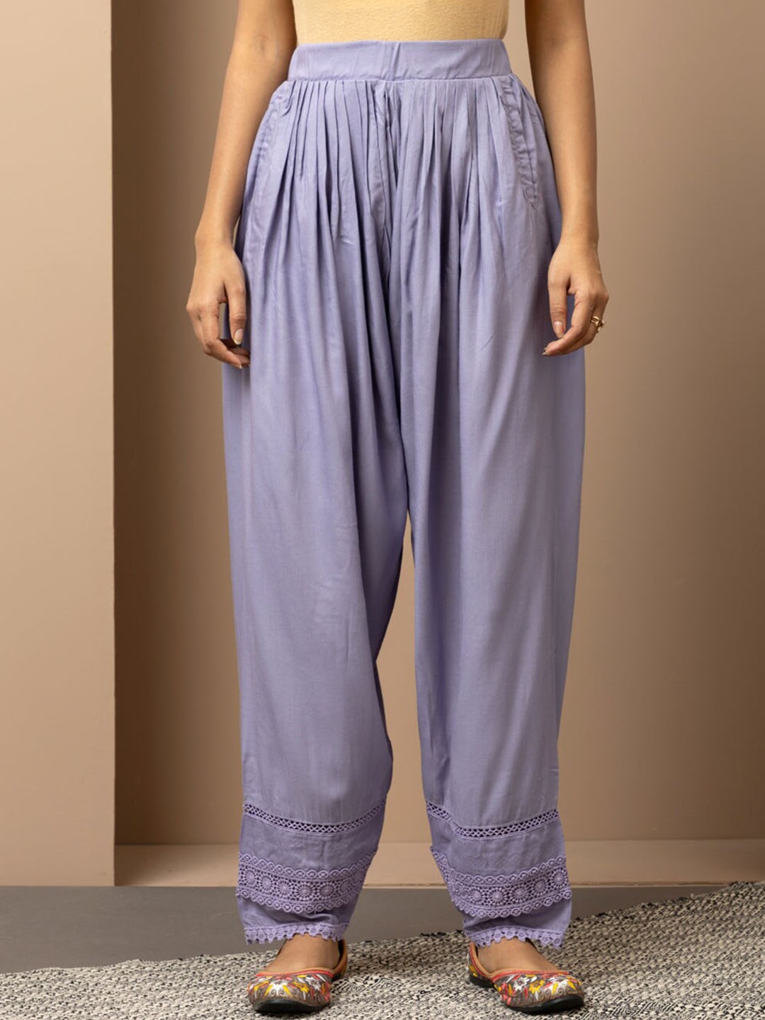 

Lakshita Women Lace Work Detailed Pleated Salwar, Lavender