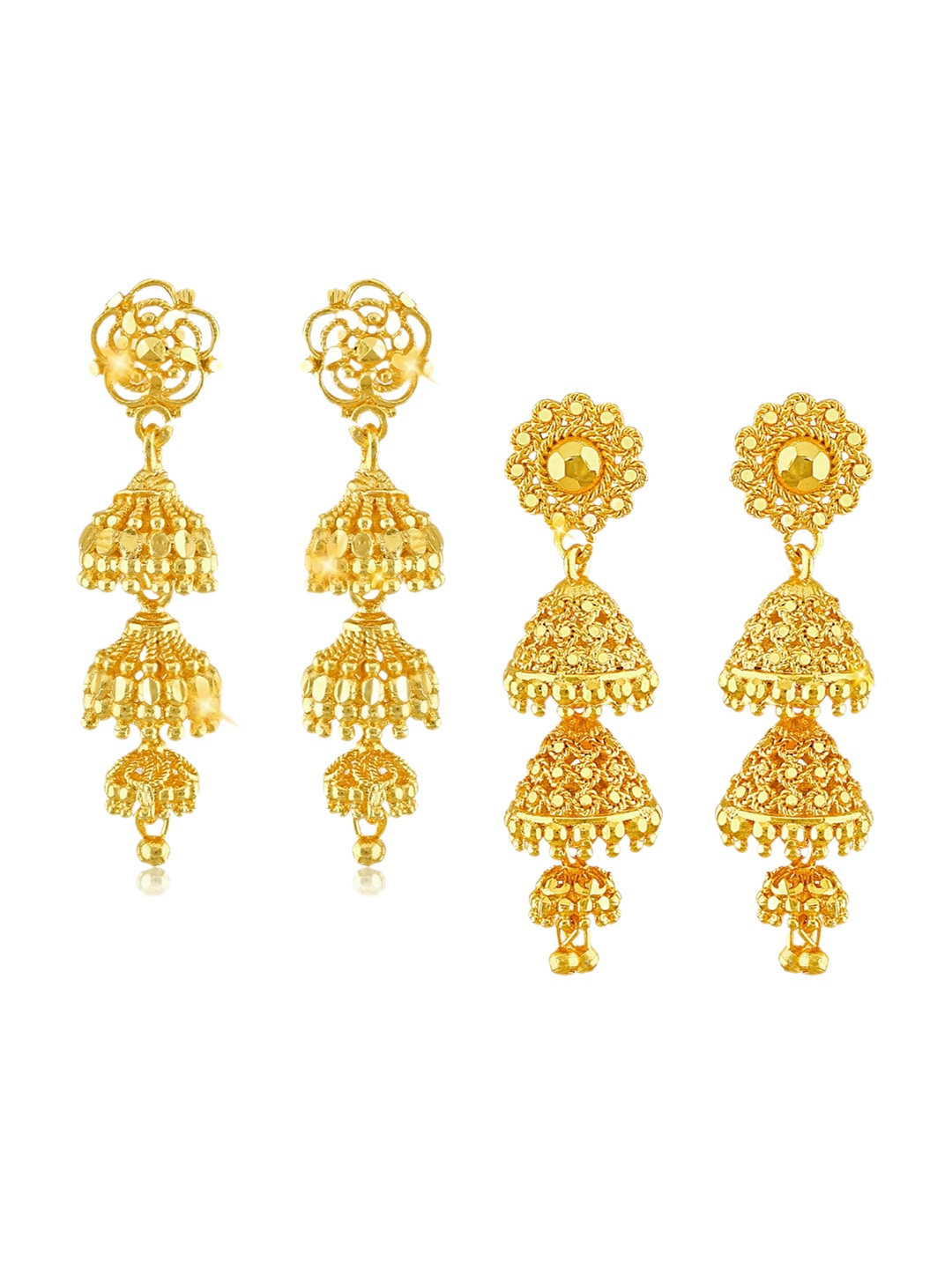 

Vighnaharta Gold-Toned Floral Jhumkas Earrings