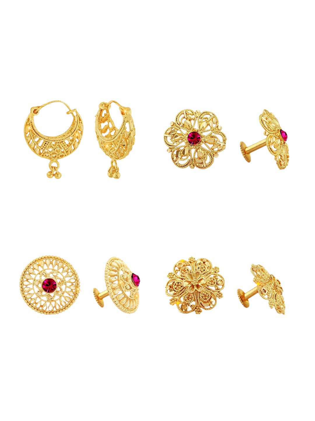 

Vighnaharta Set Of 4 1gm Alloy Gold-Plated Earrings