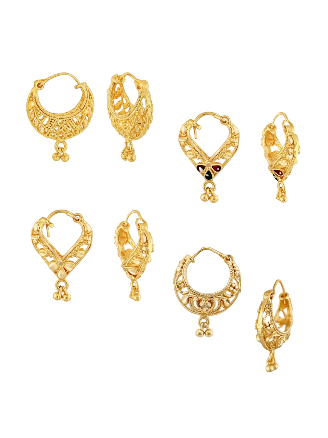 

Vighnaharta Set Of 4 Gold-Plated Hoop Earrings