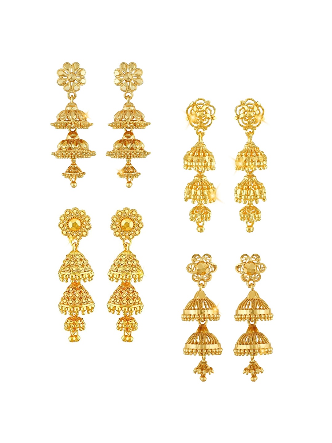 

Vighnaharta Gold-Toned Floral Jhumkas Earrings