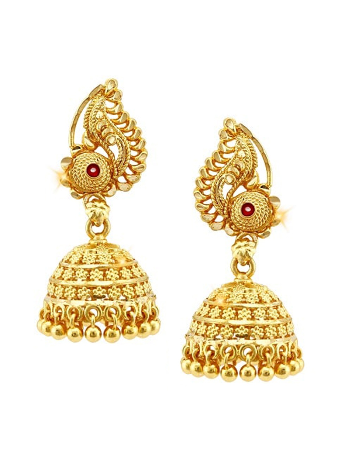 

Vighnaharta Gold-Toned Floral Jhumkas Earrings