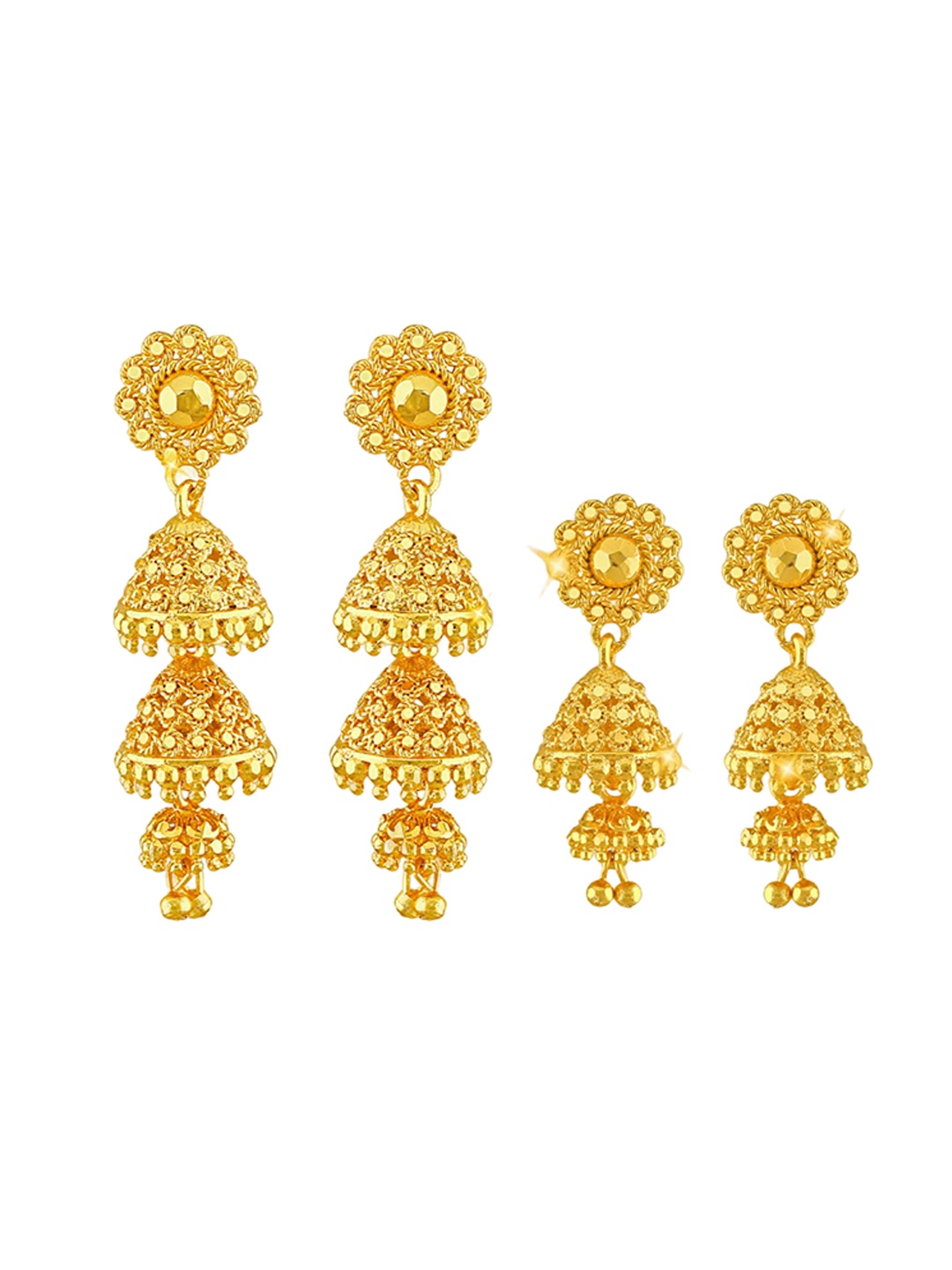 

Vighnaharta Gold-Toned Floral Jhumkas Earrings