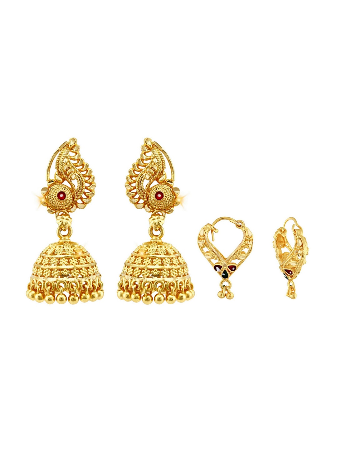 

Vighnaharta Gold-Toned Floral Jhumkas Earrings