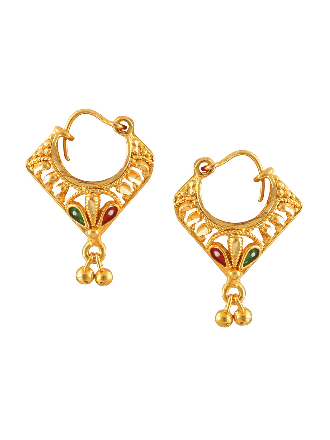 

Vighnaharta Set Of 2 Gold Plated Floral Drop Earrings