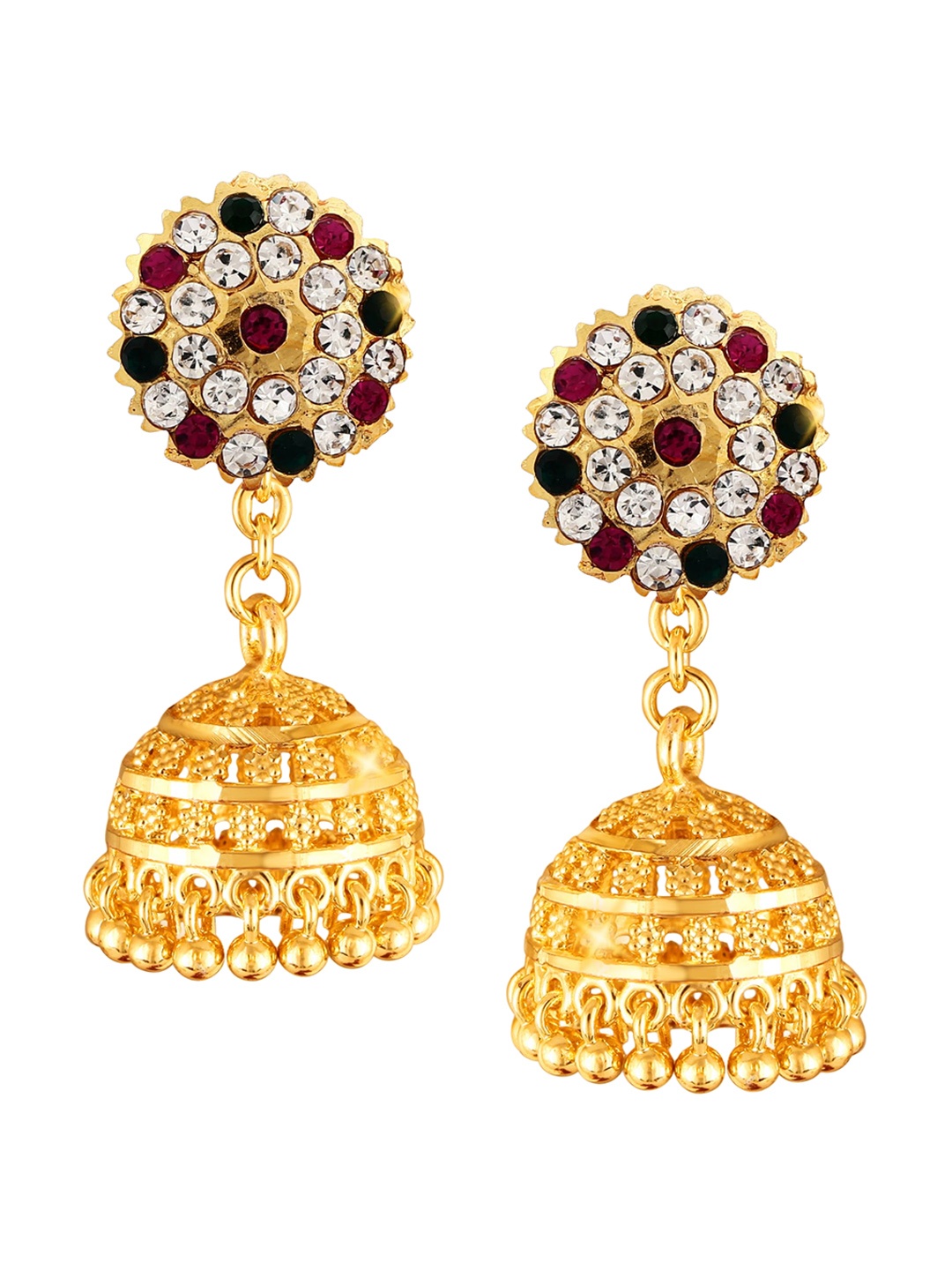 

Vighnaharta Gold-Toned Floral Jhumkas Earrings