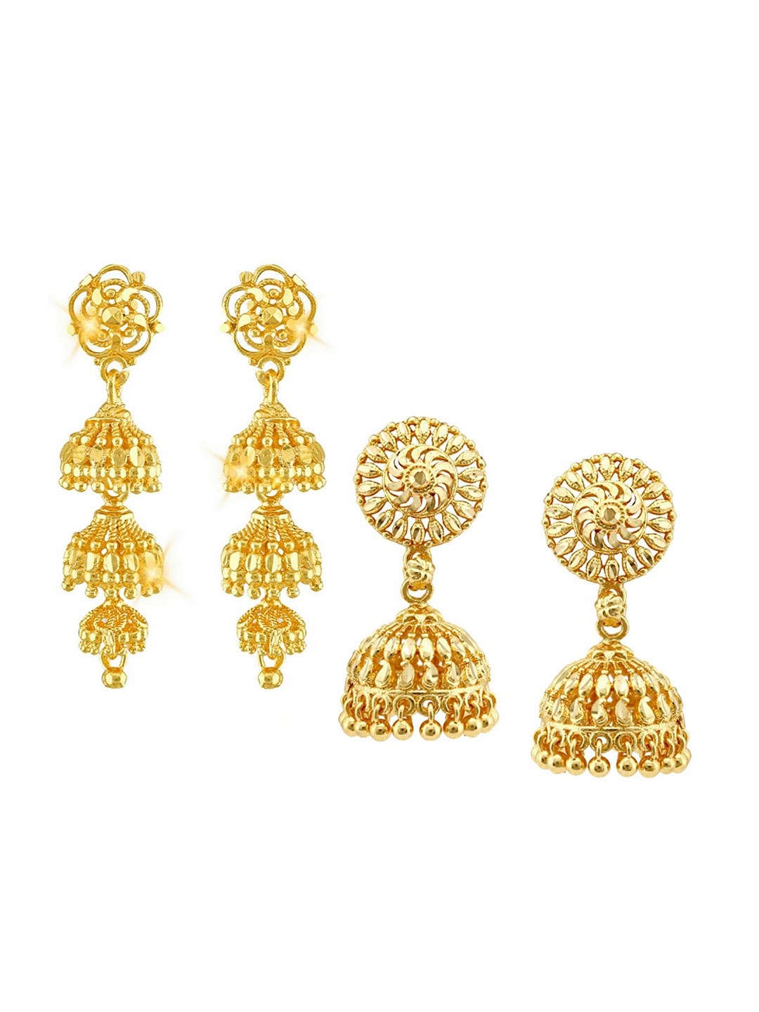 

Vighnaharta Gold-Toned Floral Jhumkas Earrings