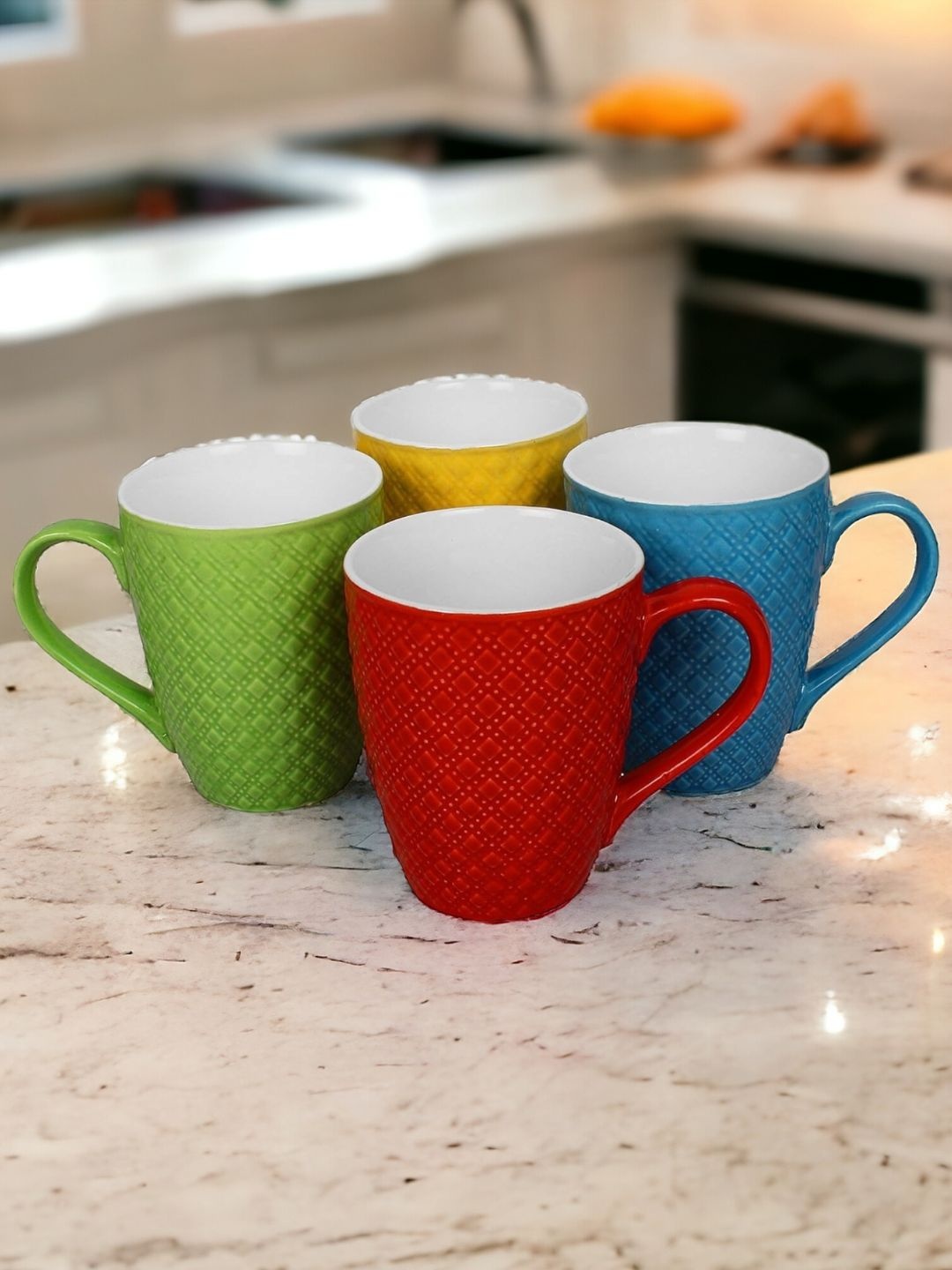 

Kittens Multi Color 4 Pcs Ceramic Microwave Safe Glossy Coffee Mugs 330 ML, Red