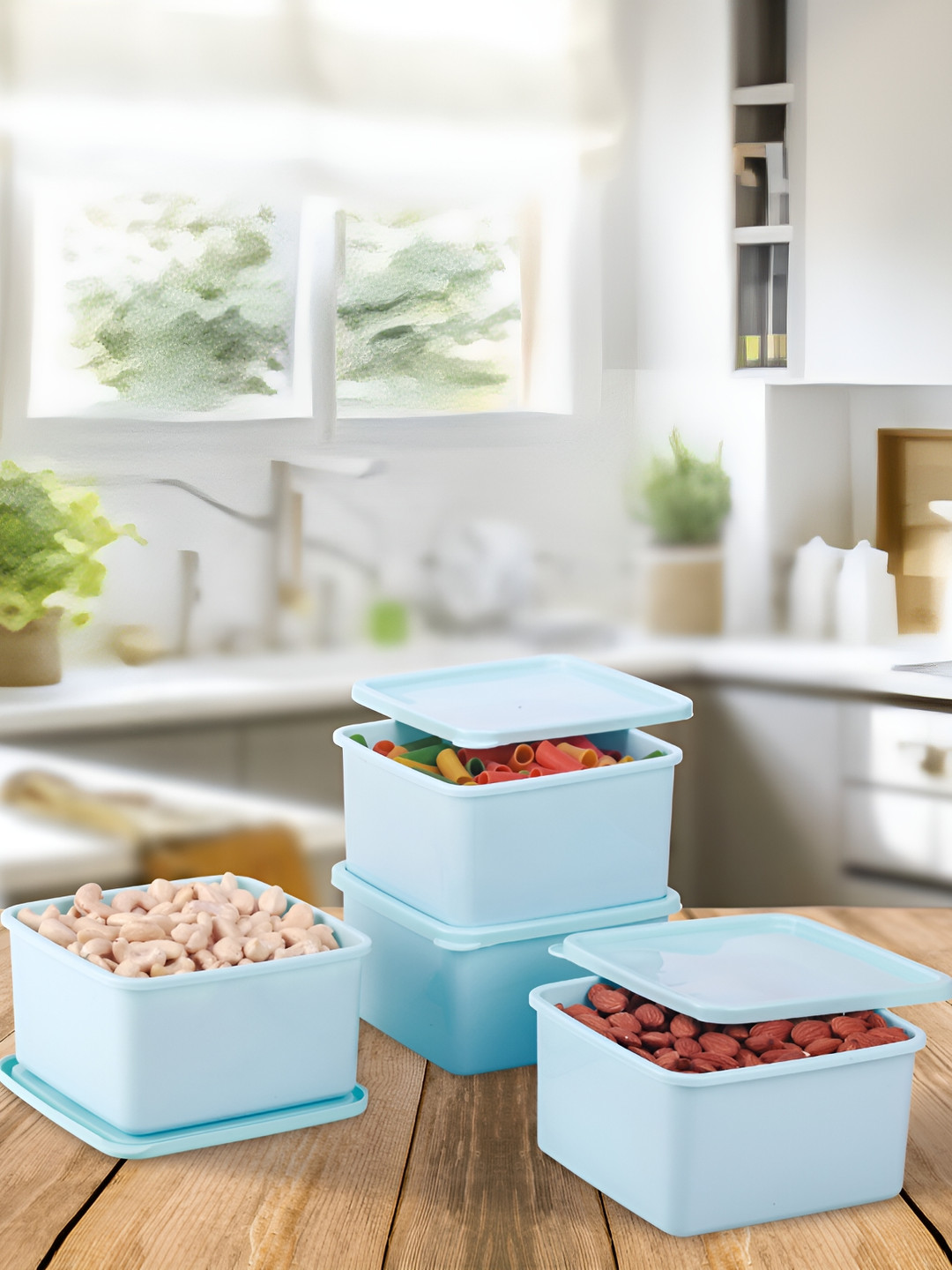 

JOYO Blue 4 Pieces Dishwasher Safe Container