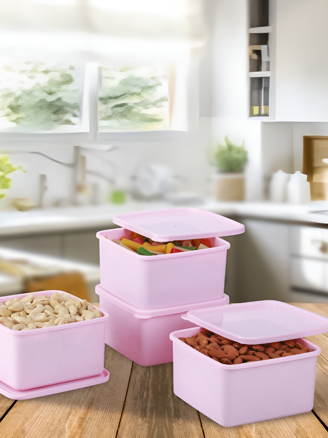

JOYO Pink 4 Pieces Dishwasher Safe Container