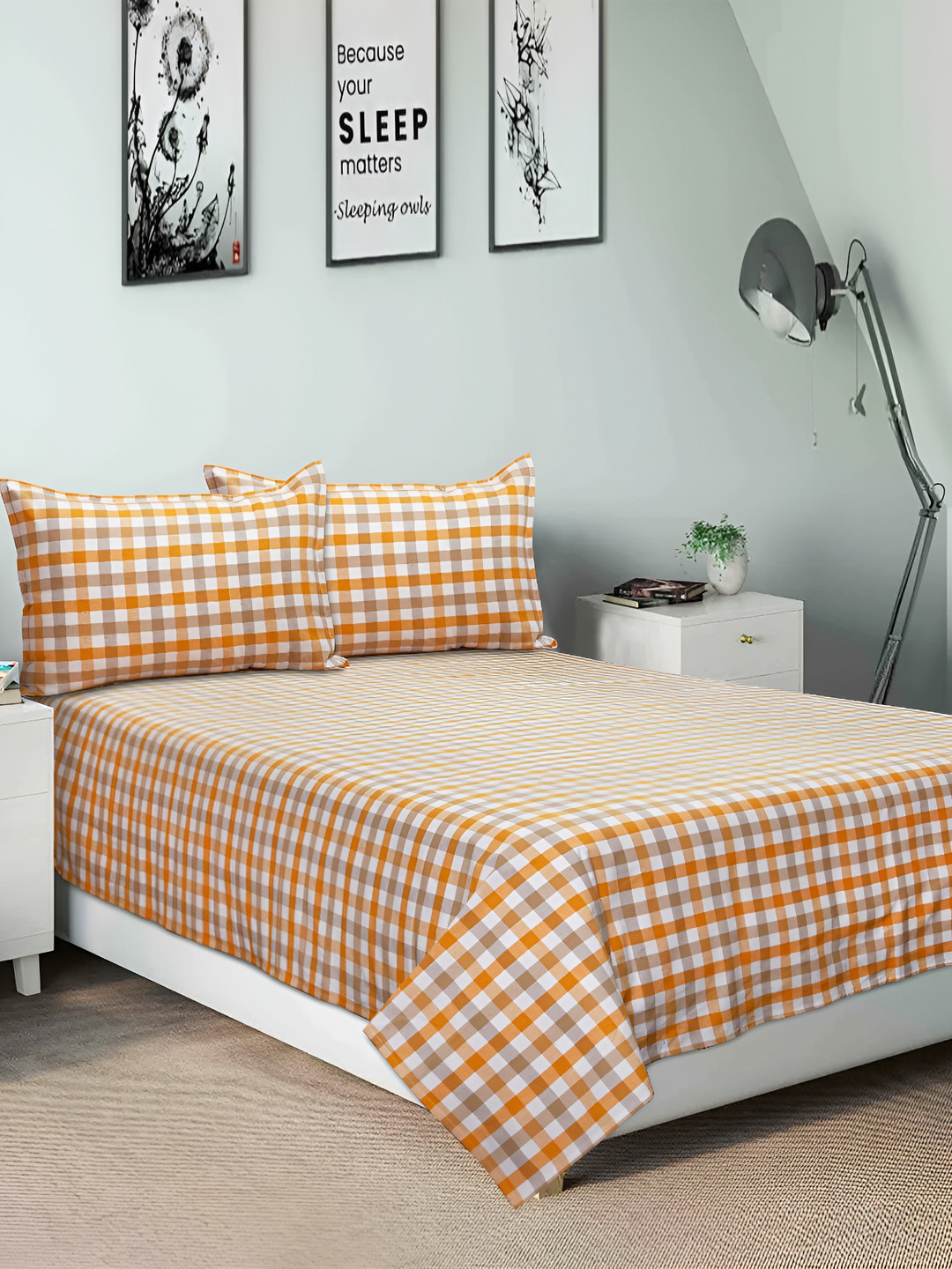

Airwill Yellow & White Striped Cotton 104 TC Queen Bedsheet with 2 Pillow Covers