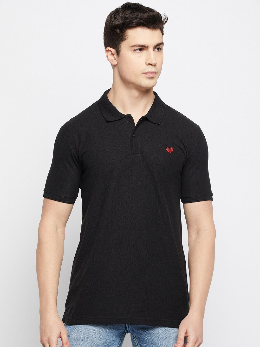 

Duke Polo Collar Cotton Slim Fit T-shirt, Black