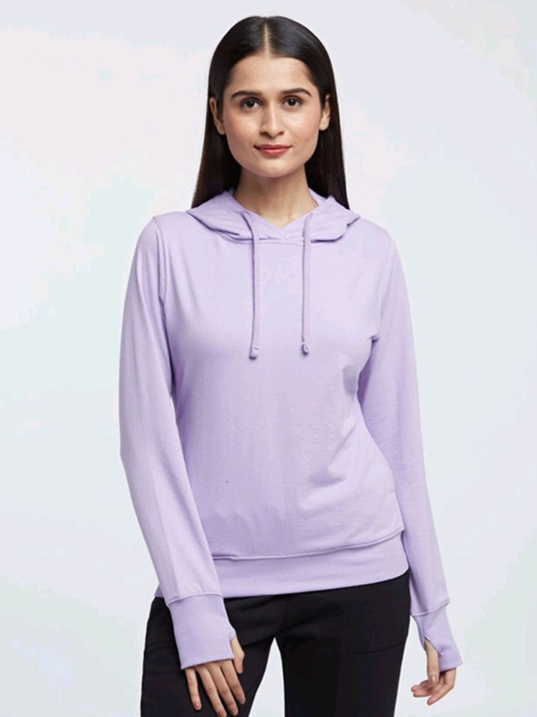 

Kosha Hooded Long Sleeves Cotton Pullover, Lavender