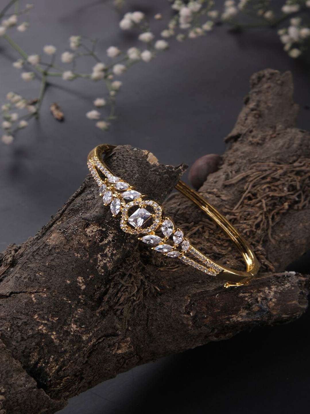 

Jewelz Gold-Plated American Diamond Bangle-Style Bracelet
